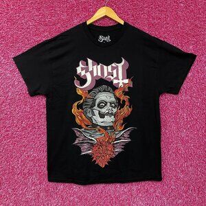 Ghost Cardinal Copia Flaming Face Heart Hypnosis Graphic Design T-Shirt XL